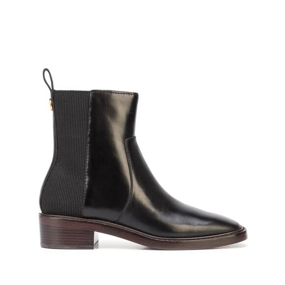 Tory Burch Black Leather Square Toe Pull-On Chelsea Boots Women’s Size 11M - Picture 2 of 8